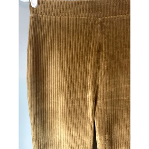 Aerie Women's Small Short Groove On Rib Velour Flare Pant Corduroy Pull On Brown - Picture 2 of 6